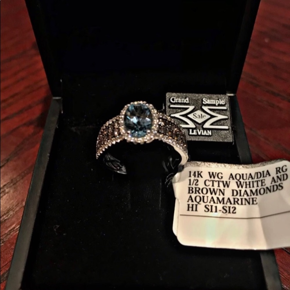 🆕 LeVian Genuine Aquamarine and Diamond Ring - Picture 8 of 8